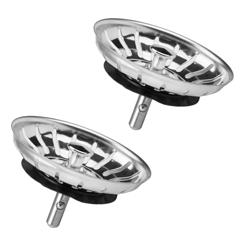 2 Stück ø 80 mm Edelstahl Siebkörbchen Spüle, Universal Abflussstopfen Küchenspüle, Verstopfungsfrei Abflussdeckel Spüle, Abflussstopfen mit Sieb, Spülbecken Stöpsel für Küchenspüle, Badspüle von Dhisperares
