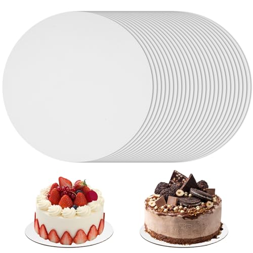 25 Stück Cake Board ø 15 cm/6 inch, 3mm Dick Rund Tortenunterlage, Weiß Tortenplatte Pappe, Cakeboard Wiederverwendbar, Kuchenbretter für Transport Kuchen und Torten Unterplatten Cake Drum 25 Stück Cake Board ø 15 cm/6 inch, 3mm Dick Rund Tortenunterlage, Weiß Tortenplatte Pappe, Cakeboard Wiederverwendbar, Kuchenbretter für Transport Kuchen und Torten Unterplatten Cake Drum von Dhisperares