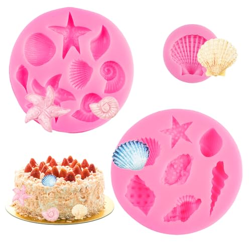3 Stück 3D-Meerestiere Silikon Form Muscheln, Unterwasser Fondant Formen, Seesternschalen Fondant Formen Silikon, Diy-Meerestiere Muschelkuchendekoration für Kuchen, Pralinen, Bonbons und Gelees von Dhisperares
