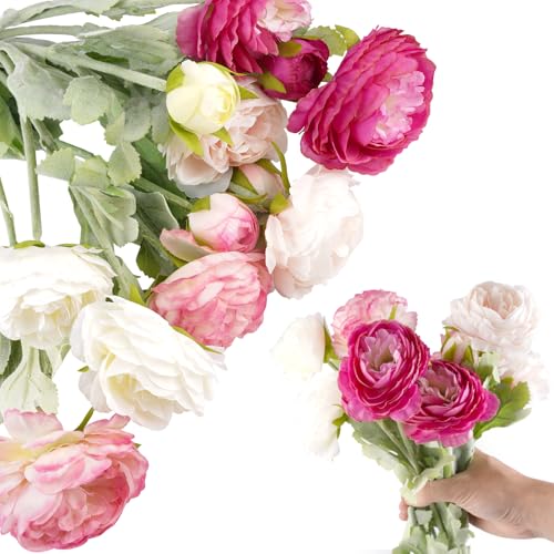 4 Blumensträuße Pfingstrosen Künstlich, 51 cm Künstliche Pfingstrosen Wie Echt, Blumenstrauß Künstlich, Kunstblumenstrauß für Die Tischdekoration Bei Hochzeiten (rosa,weiß) von Dhisperares