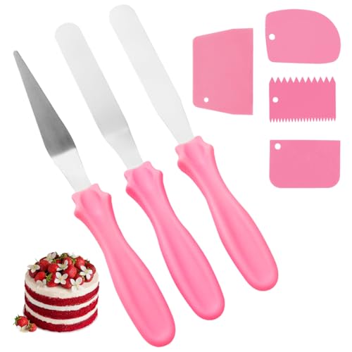 7 Stück Tortenspachtel Set, 3 Stück 23 cm/9 in Rostfreiem Stahl Winkelpalette Torte und 4 Stück Smoother für Verteilen von Sahne, Glasurspachtel zum Verteilen von Sahne, Backen von Torten von Dhisperares