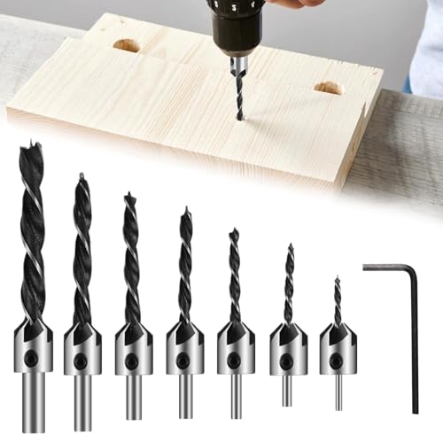 7-Teiliges Senker Bohrer Set, 3–10 mm Aufsteckversenker Set mit 1 Inbusschlüssel, Holzbohrer, Senkbohrer, Holz Spiralbohrer Set, Senkbohrer-Set zum Bohren von Holz, Kunststoff und Weichen Metallen 7-Teiliges Senker Bohrer Set, 3–10 mm Aufsteckversenker Set mit 1 Inbusschlüssel, Holzbohrer, Senkbohrer, Holz Spiralbohrer Set, Senkbohrer-Set zum Bohren von Holz, Kunststoff und Weichen Metallen von Dhisperares