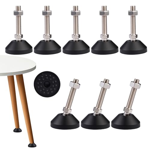 8 Stück Verstellbare Füße M10 X 50mm, Stellfüße mit Einem Maximalen Neigungswinkel von 30 °, Höhe Verstellschraube Möbelfüße, 400kg zu Tragen für Tischbeine, Stuhlbeine und Hängesessel Beine von Dhisperares