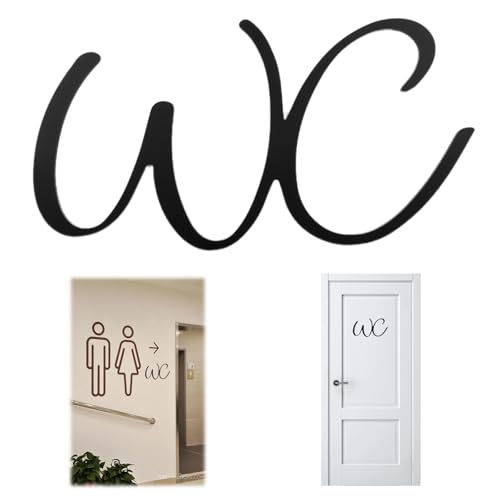 WC Türschild Selbstklebend, 22.5x12x0.3 cm Schilder Acrylmaterial Gäste WC Schild, Innengebrauch Schild Selbstklebend Schwarz, Geeignet zum Bekleben von Türen aus Verschiedenen Materialien von Dhisperares