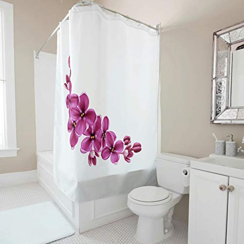 Anti Schimmel Duschvorhang Orchidee Rosa Blumen Wasserabweisend Schimmelbeständig Blickdicht Shower Curtain mit Haken Badezimmer Vorhänge white 120x200cm von Dhmaße