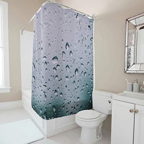 Antibakteriell Duschvorhänge Wassertropfen Glas aus Polyester Schimmelresistenter Blickdicht Shower Curtain mit Duschvorhangringe für Badezimmer Grau 180x200cm von Dhmaße