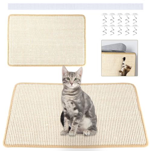 Kratzbretter Katze Kratzmatte Katze Wand Katzen Kratzbrett Sisalmatte 60 x 40cm Widerstandsfähig Katzenmöbel Fußmatte mit Selbstklebender Unterlage und 10 Spiralnägeln für Sofa Möbel Tür Kratzschutz Kratzbretter Katze Kratzmatte Katze Wand Katzen Kratzbrett Sisalmatte 60 x 40cm Widerstandsfähig Katzenmöbel Fußmatte mit Selbstklebender Unterlage und 10 Spiralnägeln für Sofa Möbel Tür Kratzschutz von Dhohoo
