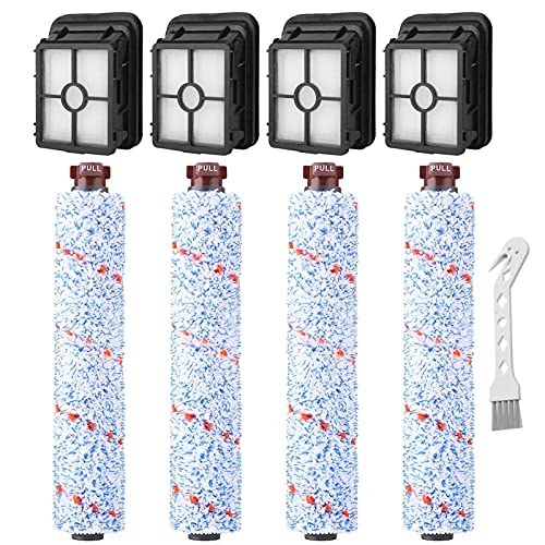 Dhoua 8 Stück Ersatzteile für Bissell CrossWave 1785 2306 2551 Serie Staubsauger, 4 Stück 1868 Multi-Surface Bürstenrollen + 4 Pack 1866 Staubsaugerfilter, vergleichbar mit Teil 1608683, 160-8683, von Dhoua