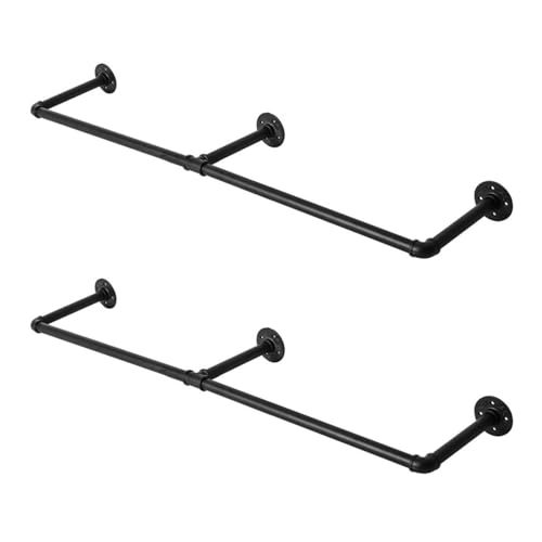 Dhouse 2PCS Industrierohr Kleiderstange zur Wandmontage 140cm Kleiderständer für Die Wand Schwarz Abnehmbare Kleiderständer Bis 40 kg belastbar für Garderobe Flur Wohnzimmer Schlafzimmer von Dhouse