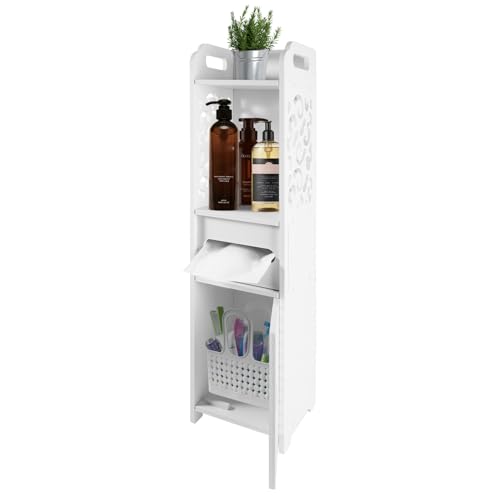 Dhouse Badezimmerschrank Badezimmermöbel Wasserdichter Badschrank Mit Taschentuchhalter Freistehende Geeignet für Wohnzimmer, Küche und Bad Weiß 68x16x16CM von Dhouse