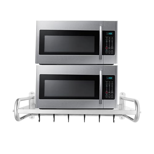 Dhouse Mikrowellen Regal Wandmontage Edelstahl Mikrowellenofen Rack mit HäNgen Mikrowelle Regal für Küche zu Hause von Dhouse