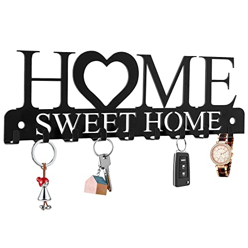 Dhouse Schlüsselhalter mit Regal Moderner Schlüsselhalter mit dekorativem Home Design Selbstklebender Wand Schlüsselhalter mit 10 Haken Schlüsselregal für Flur Wohnzimmer Küche von Dhouse