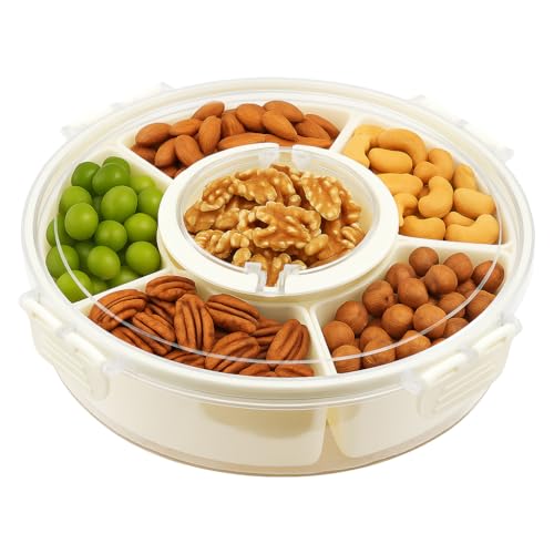 Dhouse Snackschale mit Deckel, Rund Snackbox mit 6 Fächern Aufbewahrungsbox Rotierendes Obsttablett Multifunktionale Kunststoff Snackbox Blume für zu Hause Hochzeit Dhouse Snackschale mit Deckel, Rund Snackbox mit 6 Fächern Aufbewahrungsbox Rotierendes Obsttablett Multifunktionale Kunststoff Snackbox Blume für zu Hause Hochzeit von Dhouse