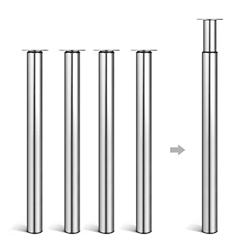 Dhouse Tischbeine 4 Stück Ø 60 mm Tischbeine Höhenverstellbar 710-1100mm Höhenverstellbare Möbelfuß Zylindrisch Metall Tischbeine Geeignet für Frühstückstisch Schreibtisch Arbeitsplatten(Chrom) von Dhouse