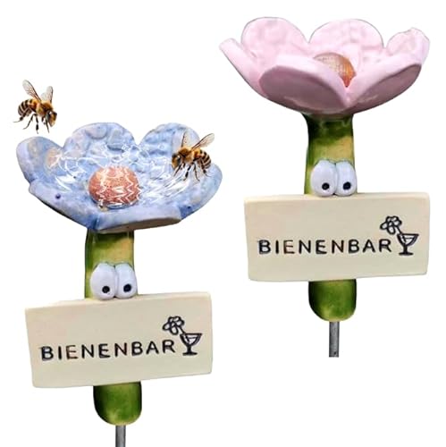 Dhqkqg Insect Drinkers,2 Stück Bienentränke für den Garten,Bienen-Tränkestationen,Bienentränke Keramik,Blumen Insektentränke Bienenbar Wassertränke mit Stecker,Bunter Bienen Insektentränke Garten von Dhqkqg