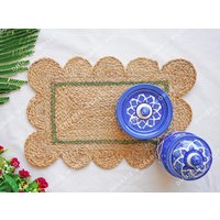 Ausgebogte Jute-Tischsets, Natürliche Jute-Tischsets Im Landhausstil, Boho-Tischsets, 30, 5 X 45, 5 cm von DhurrieWorld