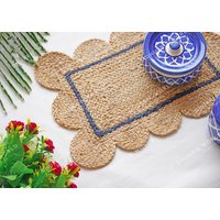 Ausgebogte Jute-Tischsets, Boho-Tischsets, Bauernhaus-Marine-Jute-Tischset, 30, 5 X 45 cm von DhurrieWorld
