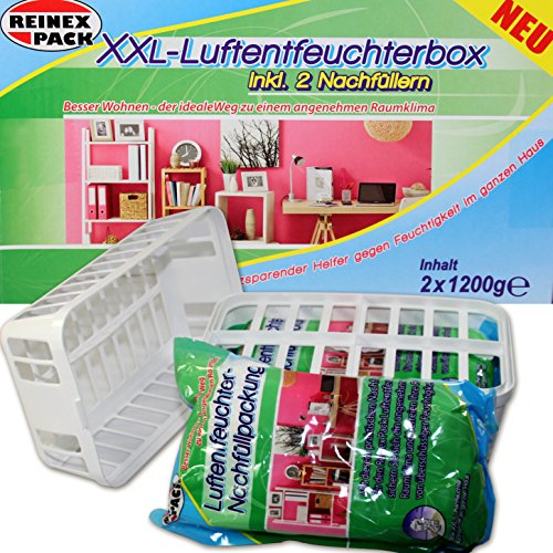 (120) XXL Luftentfeuchter Box m 2 x 1,2 Kg Nachfüllen Granulate Raumentfeuchter von Di-Nesh