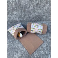 Set Kuschel-Tunnel/Kuschel-Sack Inkl. Pipipad Meerschweinchen "Guinea Pig Brombeeren/Hellbraun" von DiBisPipiPad