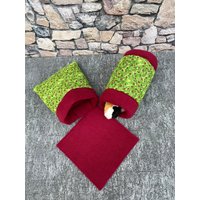 Set Kuschel-Tunnel/Kuschel-Sack Inkl. Pipipad Meerschweinchen "Marienkäfer Beere" von DiBisPipiPad