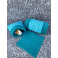 Set Kuschel-Tunnel/Kuschel-Sack Inkl. Pipipad Meerschweinchen "Pünktchen /Petrol" von DiBisPipiPad