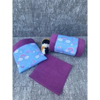 Set Kuschel-Tunnel/Kuschel-Sack Inkl. Pipipad Meerschweinchen "Wolken Violett" von DiBisPipiPad