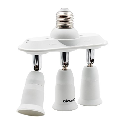 DiCUNO 3 in 1 E27 Lampenfassung Konverter Edison Schraube LED Birnen Basis, E27 Sockel Splitter Adapter mit 360 Grad Einstellbar, Extender Adapter Halter Fitting 100-240V DiCUNO 3 in 1 E27 Lampenfassung Konverter Edison Schraube LED Birnen Basis, E27 Sockel Splitter Adapter mit 360 Grad Einstellbar, Extender Adapter Halter Fitting 100-240V von DiCUNO