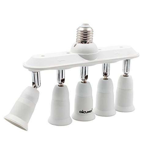 DiCUNO 5 in 1 E27 Lampenfassung Konverter Edison Schraube LED Birnen Basis, E27 Sockel Splitter Adapter mit 360 Grad Einstellbar, Extender Adapter Halter Fitting 100-240V DiCUNO 5 in 1 E27 Lampenfassung Konverter Edison Schraube LED Birnen Basis, E27 Sockel Splitter Adapter mit 360 Grad Einstellbar, Extender Adapter Halter Fitting 100-240V von DiCUNO