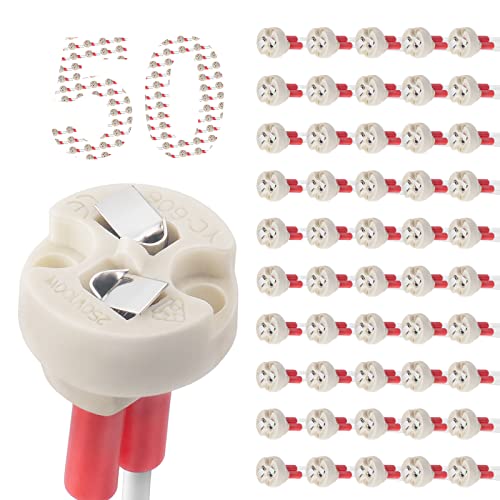 DiCUNO 50P MR16 GU5.3/G4 Keramik Fassung mit 15CM Kabel, 12-250V, Bi-Pin Base für Halogen/LED-Lampe von DiCUNO