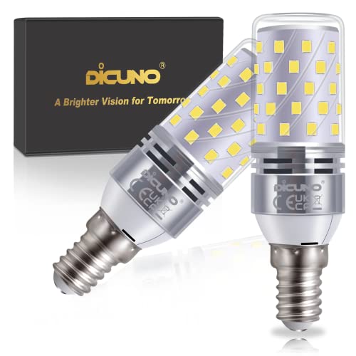 DiCUNO E14 LED Mais Glühbirne 8W, 6000K Kaltweiß, entspricht zu 100W Glühbirne, 1000LM LED Maiskolben E14, CRI 85, nicht Dimmbar, kleine Edison Schraube für Kronleuchter, Designerlampe, 2er Set von DiCUNO