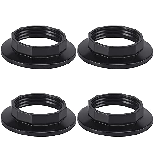 DiCUNO E14 Schraubring für Lampenfassung, hitzebeständige Gewinde Ring für Lampenschirm oder Glasschirm, 28MM, Schwarz Lampenhalter aus Kunststoff, 4er Set von DiCUNO