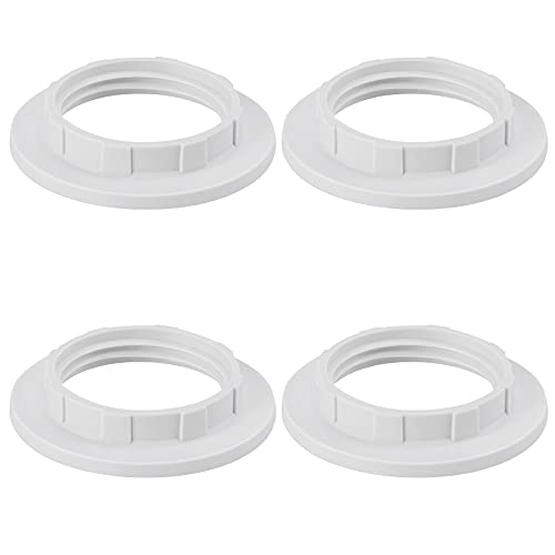 DiCUNO E14 Schraubring für Lampenfassung, hitzebeständige Gewinde Ring für Lampenschirm oder Glasschirm, 28MM, Weiß Lampenhalter aus Kunststoff, 4er Set von DiCUNO