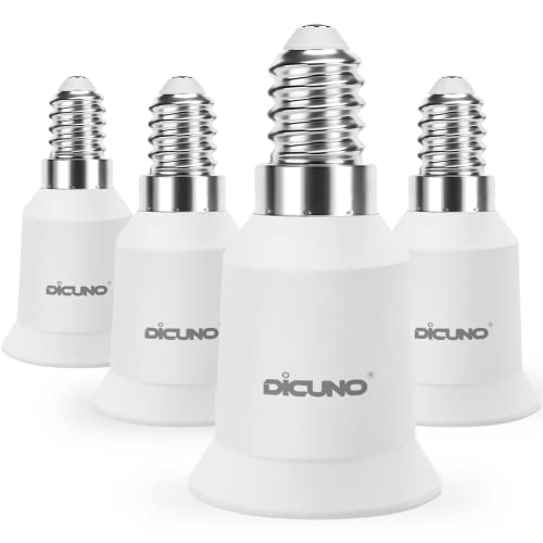 DiCUNO E14 auf E27 Adapter Konverter, kleine Edison Schraube zu Schraubgewinde E27, E14 bis E27 Fassung, Hochtemperaturbeständige Lampensockel für LED Lampen, Glühlampen und CFL-Lampen, 4er Set von DiCUNO