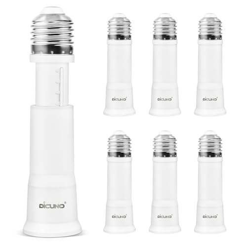 DiCUNO E27 10CM-13CM Einstellbare Verlängerung Lampenfassung Konverter, Flexible Medium Lampensockel Adapter，0-250V, E27 auf E27 Sockel, 6 Packs von DiCUNO