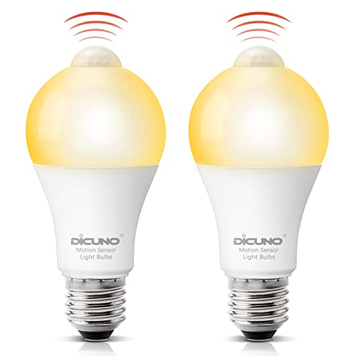 DiCUNO E27 LED Lampe mit PIR-Bewegungsmelder, 12W ersetzt 100W Energiesparlampe, LED PI-Sensor, Warmweiß 2700K, 1100LM, 80Ra, 120° Abstrahlwinkel, E27 Lichtsensor Glühbirne nicht dimmbar, 2er Set von DiCUNO