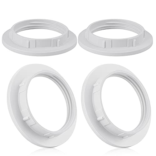 DiCUNO E27 Schraubring für Lampenfassung, hitzebeständige Gewinde Ring für Lampenschirm oder Glasschirm, 39MM, Weiß Lampenhalter aus Kunststoff, 4er Set von DiCUNO