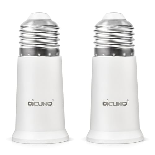 DiCUNO E27 5CM Verlängerung, Socket Extender Lampensockeladapter, E27 Lampenfassung Glühlampen-Konverter für LED-Lampen und CFL-Lampen, 2-Pack von DiCUNO