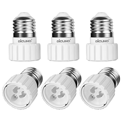 DiCUNO E27 auf GU10 Lampenfassung Konverter, Sockeladapter für Glühlampen und LED Birne, Maximale Leistung 200W, 0~250V, 160 Grad hitzebeständig, 6-Pack von DiCUNO