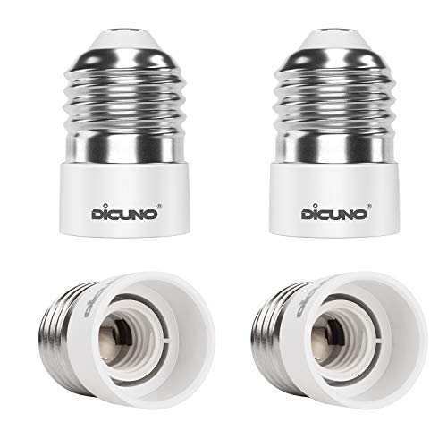 DiCUNO E27 auf E14 Sockel Konverter, Adapter Fassung E27 bis E14, Lampensockel für E14 LED-Lampen, Glühbirnen, CFL-Lampen, 4er Pack von DiCUNO