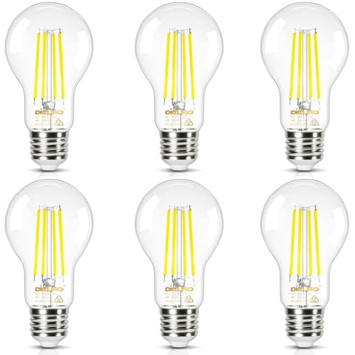 DiCUNO Edison LED Lampe E27, Classic ultraeffiziente Birne, A Label, 4W, Ersatz für 60W Glühbirne, Warmweiß 2700K, 850lm, 360°, klar, Energieeffizienzklasse A, A60 LED Leuchtmittel, 6er Pack DiCUNO Edison LED Lampe E27, Classic ultraeffiziente Birne, A Label, 4W, Ersatz für 60W Glühbirne, Warmweiß 2700K, 850lm, 360°, klar, Energieeffizienzklasse A, A60 LED Leuchtmittel, 6er Pack von DiCUNO