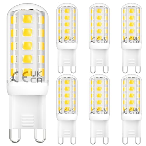 DiCUNO G9 LED dimmbar Kaltweiß 5000K, LED Leuchtmittel 2.6W ersetzt 30W Halogenlampe, G9 Steckbirne 260lm, Enegiesparende Birne für Kronleuchter, nicht flackern, AC 230V, 6er Pack von DiCUNO