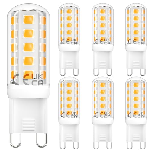 DiCUNO G9 LED dimmbar Warmweiß 2700K, LED Leuchtmittel 2.6W ersatz 30W Halogenlampe, G9 Steckbirne 260LM, dimmbare G9 LED Lampe, Enegiesparende Birne für Kronleuchter, nicht flackern, AC 230V, 6er Set von DiCUNO