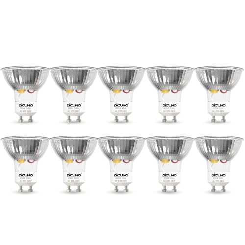 DiCUNO GU10 LED Kaltweiß 5W, Ersetzt 50W Halogenstrahler, 6000K, 430lm, Reflektorlampe, 120° Abstrahlwinkel, kein Flackern, nicht dimmbar, MR16 LED Spot 230V AC, 10er Pack von DiCUNO