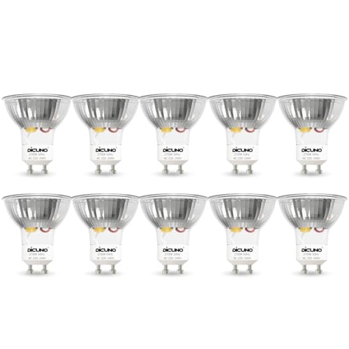 DiCUNO GU10 LED Warmweiß 5W, Ersetzt 50W Halogenstrahler, 2700K, 400lm, Reflektorlampe, 120° Abstrahlwinkel, kein Flackern, nicht dimmbar, MR16 LED Spot 230V AC, 10er Pack DiCUNO GU10 LED Warmweiß 5W, Ersetzt 50W Halogenstrahler, 2700K, 400lm, Reflektorlampe, 120° Abstrahlwinkel, kein Flackern, nicht dimmbar, MR16 LED Spot 230V AC, 10er Pack von DiCUNO