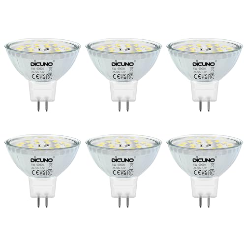 DiCUNO MR16 GU5.3 LED Lampen 5W, Kaltweiß 6000K, Ersatz für 50W Halogenstrahler, 500LM LED Spot nicht dimmbar, 12V AC/DC, CRI> 85 Ra, Reflektorlampe für Akzentbeleuchtung, 6er Set DiCUNO MR16 GU5.3 LED Lampen 5W, Kaltweiß 6000K, Ersatz für 50W Halogenstrahler, 500LM LED Spot nicht dimmbar, 12V AC/DC, CRI> 85 Ra, Reflektorlampe für Akzentbeleuchtung, 6er Set von DiCUNO