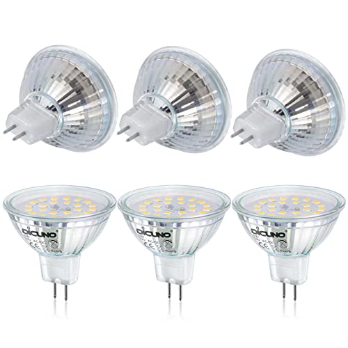 DiCUNO GU5.3 LED Lampen 5W, Ersetzt 50W Halogen Spot, Neutralweiß 4000K, MR16 Reflektor GU5.3 LED Birne 12V, 500lm, 120°Abstrahlwinkel, AC/DC LED Leuchtmittel, nicht dimmbar, 6er Pack von DiCUNO