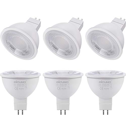 DiCUNO GU5.3 LED Lampe 12V, 5W MR16 LED Spots ersetzt 50W Halogen, Neutralweiß 4000K, 425lm, 60° Abstrahlwinkel, COB LED Leuchtmittel, AC/DC 12Volt, nicht dimmbar, 6er Pack von DiCUNO