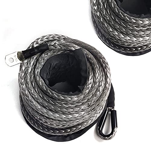 Windenseil Seilwinde Kunststoffseil Synthetikseil Winch Rope Forstseil Seil Synthetikseil mit Haken 23809LBS /10MM*30M, Grau von DiLiBee