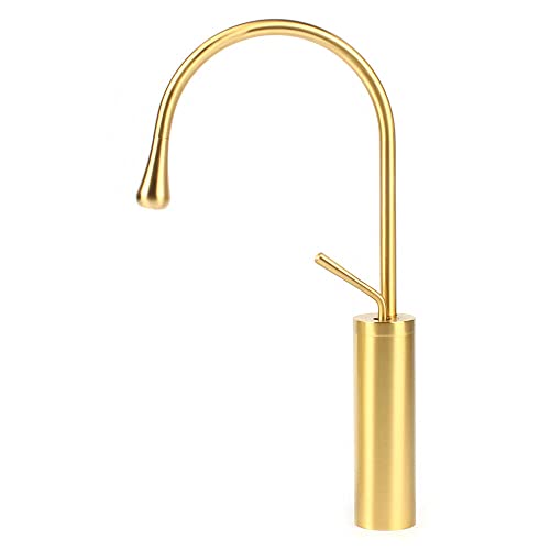 DiLiBee 360° Drehbar Wasserfall Wasserhahn, Modern Hoch Waschbecken Armatur, Waschtischarmatur, Mischbatterie für Bad und Küche, Gold von DiLiBee