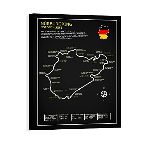 DìMò ART Bild auf Leinwand mit Holzrahmen Rogan Mark Nurburgring Nordschleife BL Größe 40 x 30 cm von DìMò ART